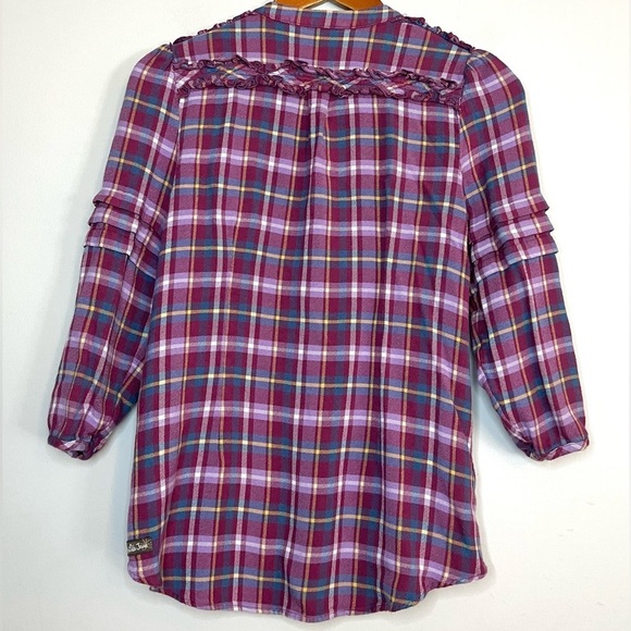 Matilda Jane All Day Millie Plaid Popover Top Blouse Sz S - Picture 6 of 8